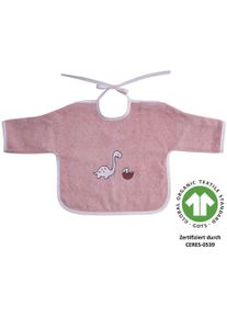 Wörner Wörner Lätzchen »Dinofamilie« 1 Stk. tlg. Biobaumwolle, mit Ärmeln, maschinenwaschbar, trocknergeeignet in rosa
