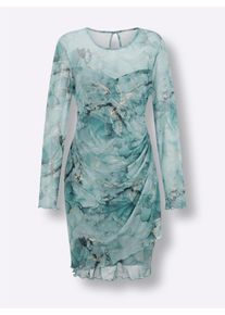 CREATION L PREMIUM Damen Druckkleid in Mesh-Qualität in kalkmint-bedruckt ,Größe 48, Witt, 95% Polyamid, 5% Elasthan