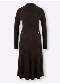 Heine Damen Strickkleid mit Zierriegel in schoko ,Größe 40, Witt, 95% Viskose, 5% Elasthan