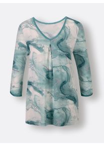 CREATION L PREMIUM Dames Pyjama van modal in kalkmint/salie bedrukt ,maat 36/38, Witt, 95% Modal, 5% Elastan