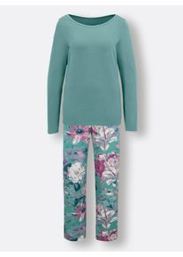 CREATION L PREMIUM Dames Pyjama van modal in jade/heide bedrukt ,maat 36/38, Witt, 95% Modal, 5% Elastan