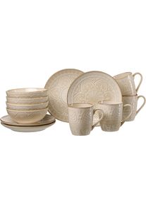Ritzenhoff & Breker Ritzenhoff & Breker Frühstücks-Geschirrset »Omara« Reaktivglasur, jedes Stück ein Unikat in beige