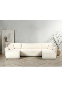 Otto Home Wohnlandschaft »JONAA, 311 cm, U-Form, Schlafsofa, Boxspringfederung, Cord u. Struktur« 133/270cm, Bettkasten, Seitentaschen, Cord und...