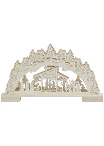 Bonetti LED Schwibbogen »Weihnachtsdeko« aus Holz in braun, Größe B/H/T: 4,5 cm x 26 cm x 45 cm