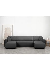 Otto Home Wohnlandschaft »JONAA, 311 cm, U-Form, Schlafsofa, Boxspringfederung, Cord u. Struktur« 133/270cm, Bettkasten, Seitentaschen, Cord und...