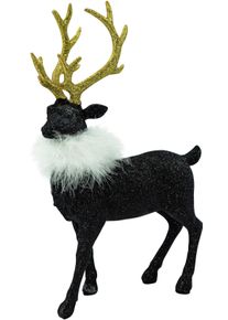 NOOR LIVING Weihnachtsfigur »Weihnachtsdeko« Rentier aus Polyresin in schwarz, Größe B/H/T: 23 cm x 36,5 cm x 9 cm
