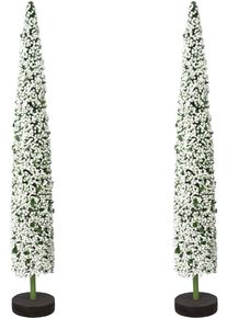 Creativ Deco Dekobaum »Weihnachtsdeko« auf hochwertiger Holzbase in weiß, Größe B/H/T: 38 cm