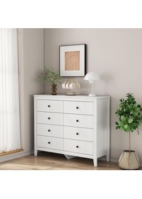 Otto Home Schubkastenkommode &raquo;Borkum Sideboard mit 8 Schubladen Bestseller Landhaus wei&szlig;&laquo; schwarze Griffe aus Metall, Gr&ouml;&szlig;e B/H/T: 120 cm x 100 cm...