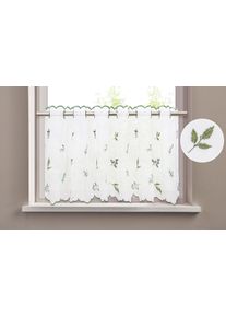 my home Scheibengardine »Alphonse« Durchzuglöcher 1 Stk. tlg. Bestickt, floral, gemustert, schöne Haptik in grün