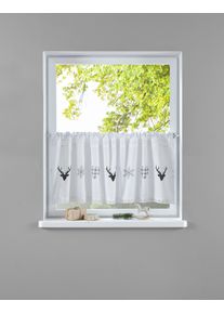 my home Scheibengardine »Xaver« Stangendurchzug 1 Stk. tlg. Halbtransparent, Bedruckt, Baumwolle, weihnachtliches Design in grau