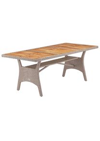 Casaria Mesa jardín Takeo marrón ratán sintético acacia 190x90x74cm