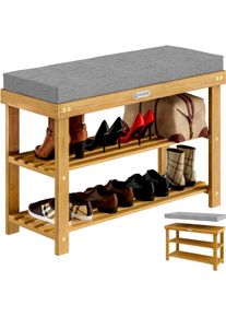 Casaria Schuhbank FSC -zertifiziertes Akazienholz 90x30x48cm