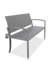 Casaria Banco de jardín poliratán gris 122x87x60cm 2 plazas