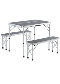 Casaria Picknicktafel met Stoelen Set 3-delig Grijs Inklapbaar