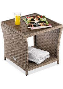 Casaria Mesa auxiliar de poliratán crema 45x45x40cm