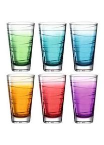 Leonardo Gläserset , Blau, Grün, Orange, Rot, Türkis, Violett , Glas , 6-teilig , 280 ml , Gläser, Gläsersets