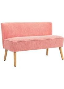 HOMCOM 2-Sitzer Sofa Polstersofa Doppelsofa Zweisitzer Sofa Cordartiges Polyester Rosa , Textil , Teilmassiv , Füllung: Schaumstoff , 56.5x77x117 cm , Wohnzimmer, Sofas & Couches, Sofas, 2-Sitzer Sofas