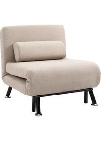 HOMCOM Schlafsessel, Klappsessel mit Bettfunktion, Rückenkissen, für Wohnzimmer, Beige , Textil , Füllung: Schaumstoff,Schaumstoff,Schaumstoff , einzeln stellbar , 70x75x75 cm , Wohnzimmer, Sofas & Couches, Schlafsofas, Schlafsessel