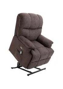 HOMCOM Massagesessel mit Aufstehhilfe Relaxsessel Fernsehsessel mit Wärmefunktion Braun , Kunststoff , 95x105x83 cm , Wohnzimmer, Sessel, Polstersessel