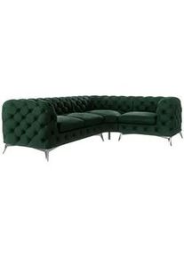 S-Style Möbel Ecksofa Chesterfield Laura Flasche Grün Samt, Ottomane rechts , Smaragdgrün , Textil , Echtholz,Buche, Birke , Füllung: Polyetherschaumkern,Polyetherschaumkern , Eckteil, L-Form, Ottomane rechts,L-Form , 264x204 cm , Blauer Engel, FSC Mix, Oeko-Tex®, Hergestellt in Europa , Wohnzimmer, Sofas & Couches, Wohnlandschaften, Ecksofas