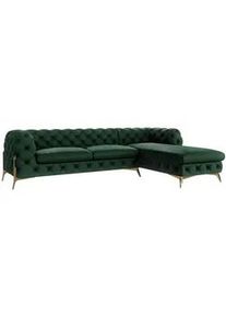 S-Style Möbel Ecksofa Chesterfield Lexi Flasche Grün Samt, Ottomane rechts , Textil , Echtholz,Buche, Birke , Füllung: Polyetherschaumkern,Polyetherschaumkern , Eckteil, L-Form, Ottomane rechts,L-Form , 305x200 cm , Blauer Engel, FSC Mix, Oeko-Tex®, Hergestellt in Europa , Wohnzimmer, Sofas & Couches, Wohnlandschaften, Ecksofas