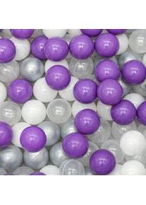 LittleTom Bällebad-Bälle 200 Stück, Lila/Grau/Weiß/Transparent, 5.5 cm , Kunststoff , Rund , 5.5x5.5x5.5 cm , Spielzeug, Sonstiges Spielzeug