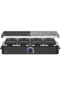 SILVA SCHNEIDER Bikitchen Raclette-Grill , Schwarz, Edelstahlfarben , Metall, Kunststoff, Stein , 44.8x14.5x22.7 cm , Kontrollleuchte, Tragegriff, antihaftbeschichtete Raclette-Pf&auml;nnchen, abnehmbare Steinplatte, regelbarer Thermostat, Wendegrillplatte, rutschfeste F&uuml;&szlig;e , Kochgeschirr, Tischgrills & Fondues, Raclette-Grills
