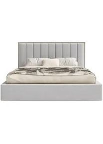 Selsey Polsterbett Togents Hellgrau mit Veloursbezug und Led, 180x200 cm , Textil , 180x200 cm , Schlafzimmer, Betten, Polsterbetten