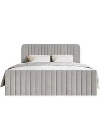 Selsey Boxbett Saliano mit Topper und Samtbezug Greige, 200x200 cm , Textil , Höhe ca. 20 cm , 200x200 cm , Schlafzimmer, Betten, Boxspringbetten