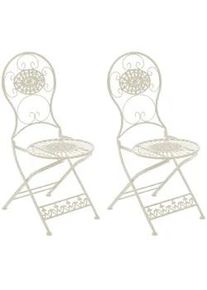 CLP Gartenklappstuhl 2er Set Metall antik-creme , 43x91.5x50 cm , Gartenmöbel, Gartensessel, Gartenklappstühle