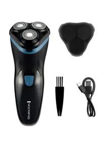 Russell Hobbs Herrenrasierer , Schwarz , Kunststoff , 5x4x15 cm , Grüner Punkt , ausklappbarer Haarschneider, Ein-/Ausschalter, einfache Reinigung, rutschfeste Griffflächen, Nass- und Trockenrasur möglich, kabellos rasieren, einfache Handhabung, ideal für unterwegs ,