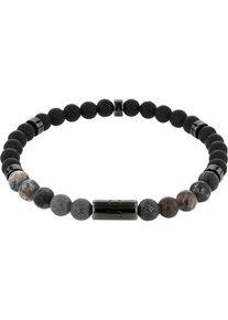 JOOP! , Jugendliche , Armband »2038991« mit Achat, Hypersthen , gunfarben-schwarz + schwarz , 19 cm , Herren Beads-Armkette von JOOP!