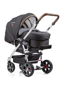 Gesslein , Kombi-Kinderwagen »F4 Air+, eloxiert/tabak, anthrazit/Sterne grau weiß« mit Tragetasche C2 Compact , eloxiert/tabak, anthrazit/Sterne...