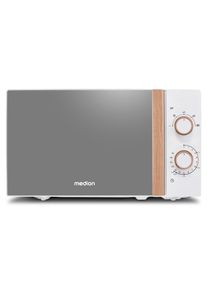 Medion , Mikrowelle »MD 10596, Timerfunktion, 20 L Kapazität, Auftaufunktion« Mikrowelle 700 W Auftaufunktion, Holzoptik , weiß