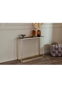 Jahnke , Konsolentisch »CIRCO CONSOLE« 1 Stk. tlg. gebogene Rahmenteile, Konsole, Beistelltisch , Schwarzglas/Gold + Goldfarben + Schwarzglas