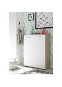 HBZ-MEBLE HBZ , Schuhschrank »Manolo weiß matt, BxHxT 90x118x35 cm« 1 Stk. tlg. Schuhkommode mit 2 Türen, 8 Einlegeböden, 2 feste Böden , eiche sonoma/weiß ,...