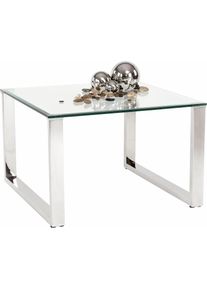 PAROLI , Beistelltisch Gestell Edelstahl poliert , klarglas/edelstahl