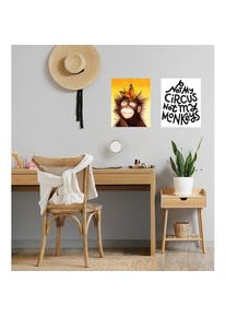 my home , Poster »Affe mit Schmetterling - Circus Poster Set - Dekoration« 2er-Set, 2er-Set - jeweils 30x40cm , Farbe Bild(er): Bunt
