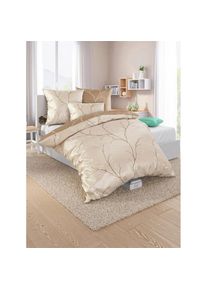 wäschepur wäschepur , Bettwäsche 2 Stk. tlg. , beige-schoko-bedruckt , 100% Baumwolle , B/L: 135 cm x 200 cm