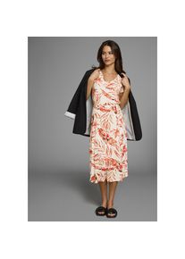 Laura Scott , Sommerkleid mit tropsiche Allover-Druck und Bindeband im Bund , ecru-orange-tropic , N-Gr , 34 -N-Gr , 34 , Midikleid für einen...