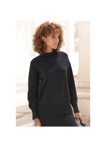 Lascana, Stehkragenpullover mit breiten Abschl&uuml;ssen, klassischer Strickpullover, schwarz, 36/38, Stehkragenpullover