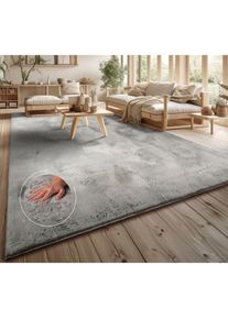 my home , Fellteppich »Lottano« rechteckig 11 mm Höhe Langflor, Kunstfell, Uni Farben, traumhaft weicher Flor, Wohnzimmer , Grau , Obermaterial:...
