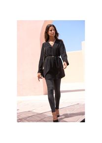 Lascana , Longbluse, aus glatter Ware, lockeres Blusenkleid , schwarz , 36 , 36 , Tiefer V-Ausschnitt
