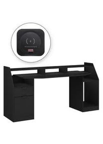 VICCO Gaming Tisch Sonic Schwarz 179.8 x 65.5 cm mit LED-Beleuchtung und QI- Ladestation , Holzwerkstoff , Rechteckig,Rechteckig , 179x90.5x65.5 cm , Büromöbel, Schreibtische, Gaming-Tische
