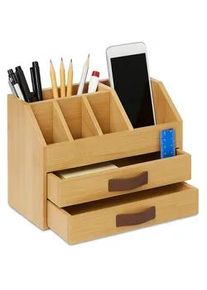 Relaxdays Schreibtischorganizer , Holz, Kunststoff , 24x19x14 cm , Büromöbel, Schreibtische