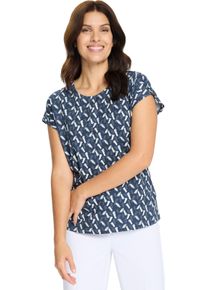 Damer Kort&auml;rmad topp med tryck i matchande f&auml;rger m&ouml;rkbl&aring;-ecru-med tryck Gr&ouml;&szlig;e 38