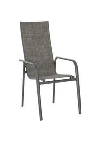 Ambia Garden Gartensessel , Anthrazit , Metall, Textil , Flachrohr , 56x108x75 cm , stapelbar , Gartenmöbel, Gartensessel