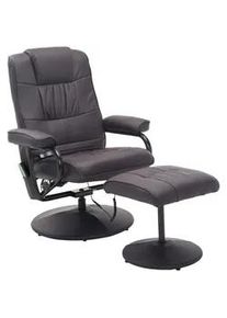 HOMCOM Massagesessel mit Hocker, Relaxsessel mit Liegefunktion, Massagefunktion, Braun , Leder , Füllung: Schaumstoff,Schaumstoff , einzeln stellbar , 84x95x77 cm , Wohnzimmer, Sessel, Relaxsessel