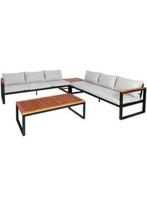 MCW Garten-Garnitur Braun, Hellgrau , Holz , Gartenmöbel, Gartengarnituren, Gartenmöbel-Sets