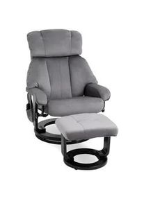 HOMCOM Massagesessel inkl. Hocker Fernsehsessel drehbar Relaxsessel Samt-Touch Grau , Textil , Füllung: Schaumstoff,Schaumstoff , einzeln stellbar , 80x102x76 cm , Wohnzimmer, Sessel, Relaxsessel